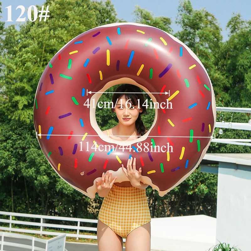 InflatabLE Donut Swim Ring - Cute and brown pool float for adults fun summer swim ring for beach and Backyard swimming M260316