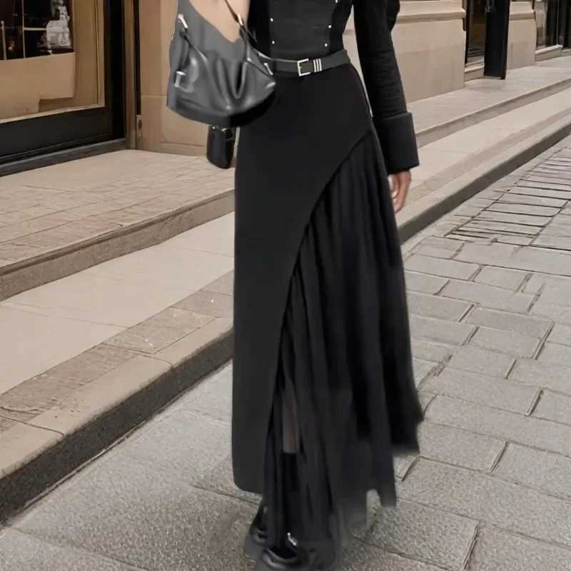 French Style Spring Summer Splicing Temperament Skirt Fashion High Waist New Style M260316