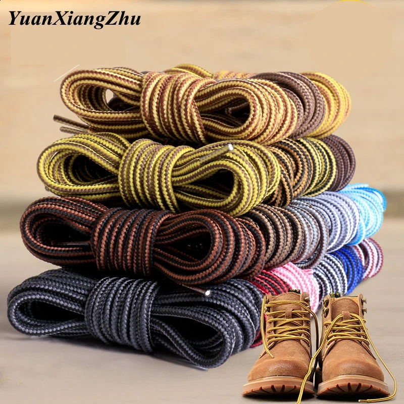 1Pair Striped Double Color Shoelaces Round Cotton Shoe laces Outdoor Boots and Sneakers Shoelace 18 Color 70CM 90CM 120CM 150CM 260313