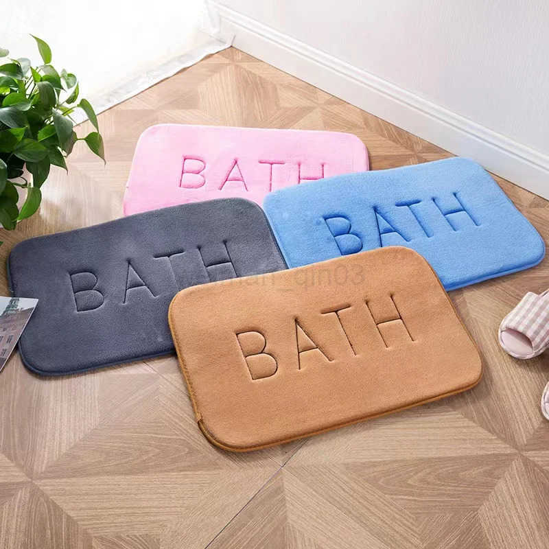 Anti Slip Mat Faux Cashmere Memory Foam Carpet Coral Fleece Super Absorbent Floor Mat Kitchen Living Room Bathroom H260316