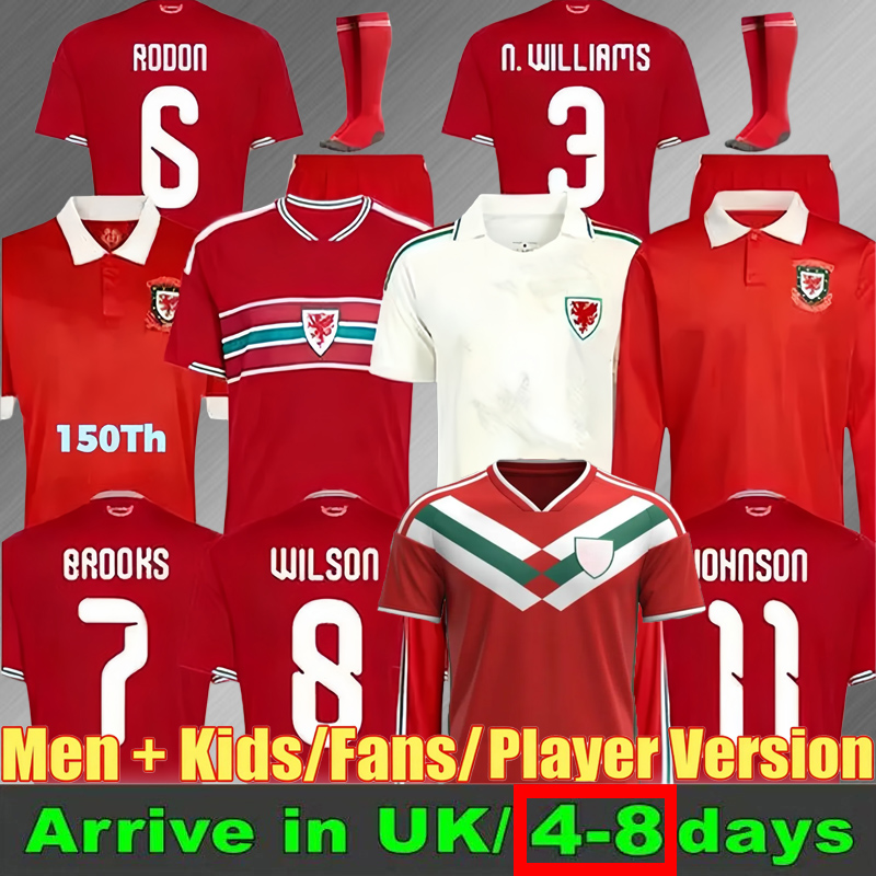 new 2026 2027 wales soccer jersey 150 anniversary 150TH 26 27 BROOKS WILSON JOHNSON Neco Williams HOME football shirts men kids kit top SPECIAL Red home white away 888