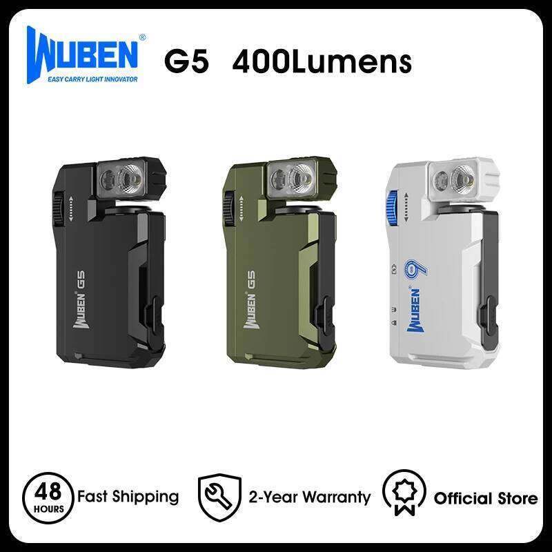 WUBEN G5 Rechargeable EDC Flashlight, 400 Lumens Dual Light Sources Mini Flashlight with RGB Light, Portable Pocket Flashlights 26Y0316