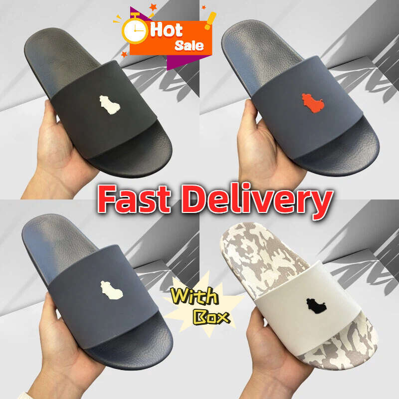 Designer Men Slippers Woman Black White Slipper Loafer Flat Heel Slide Flip Flops Leather Sand Classic Polo Beach Slippers Sandals Slides Size 38-46