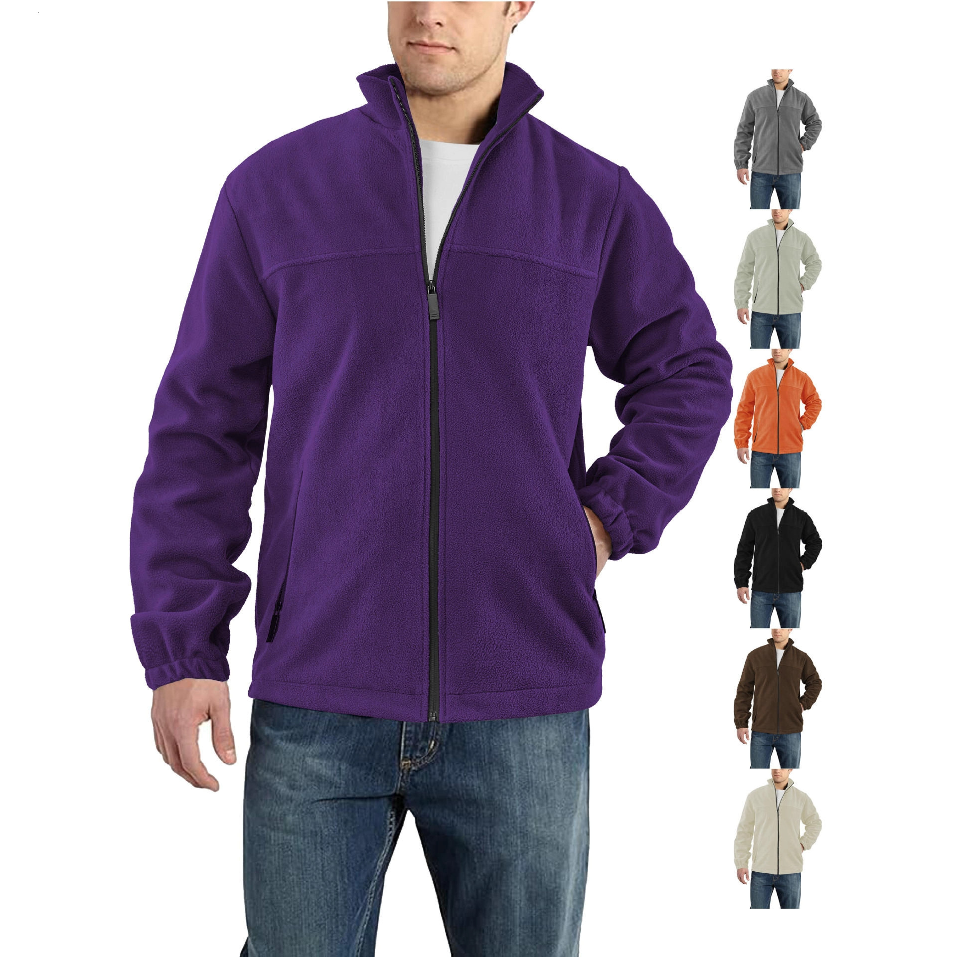 New European And American Men's Fleece Polar Fleece Jacket Spring Autumn Winter Outdoor Zipper Designer Jacket Stand Collar Jacket Top
