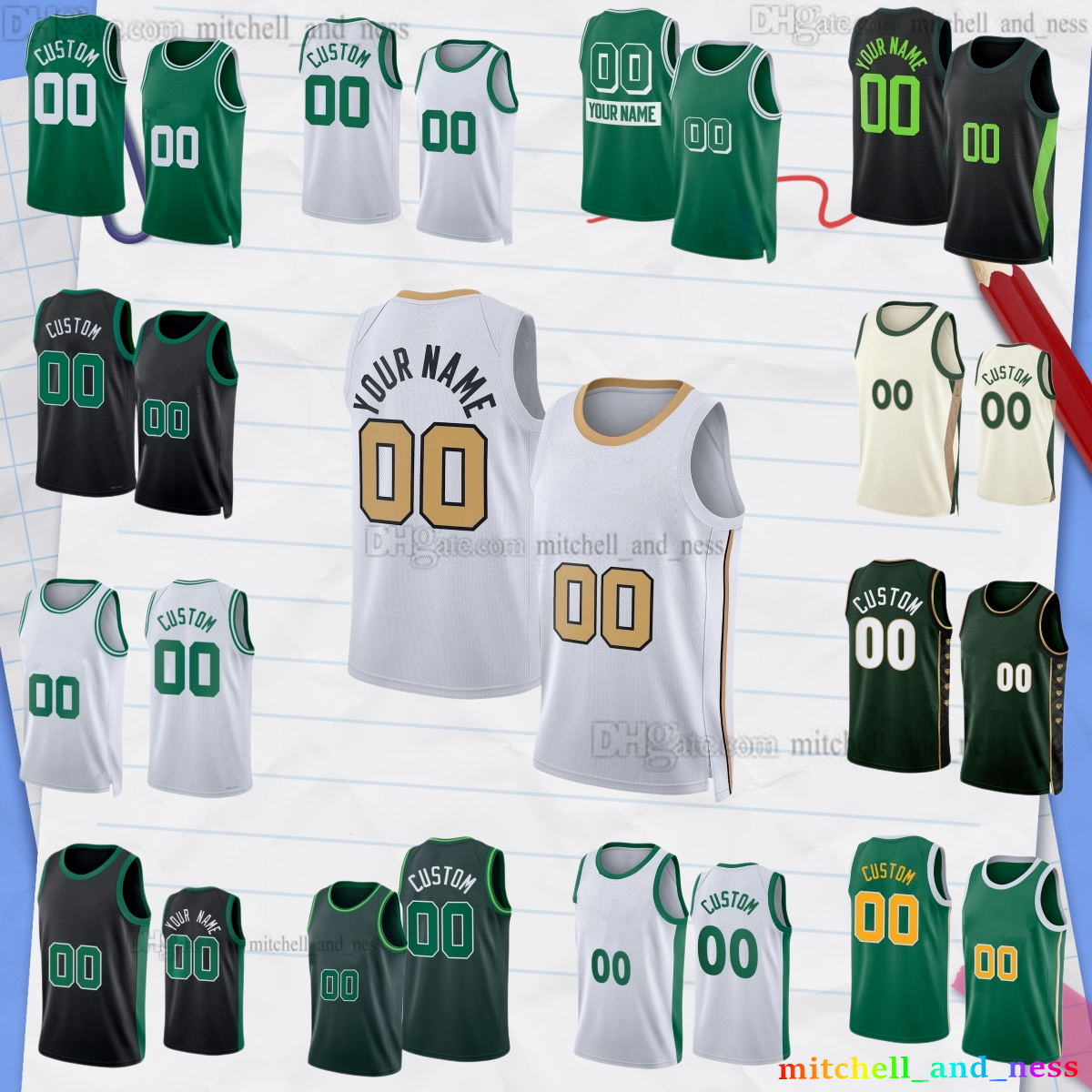 Custom New City 0 Jayson Tatum Printed Basketball Jersey 7 Jaylen Brown 9 Derrick White 4 Jrue Holiday 11 Payton Pritchard 88 Neemias Queta 30 Sam Hauser Jerseys Shorts