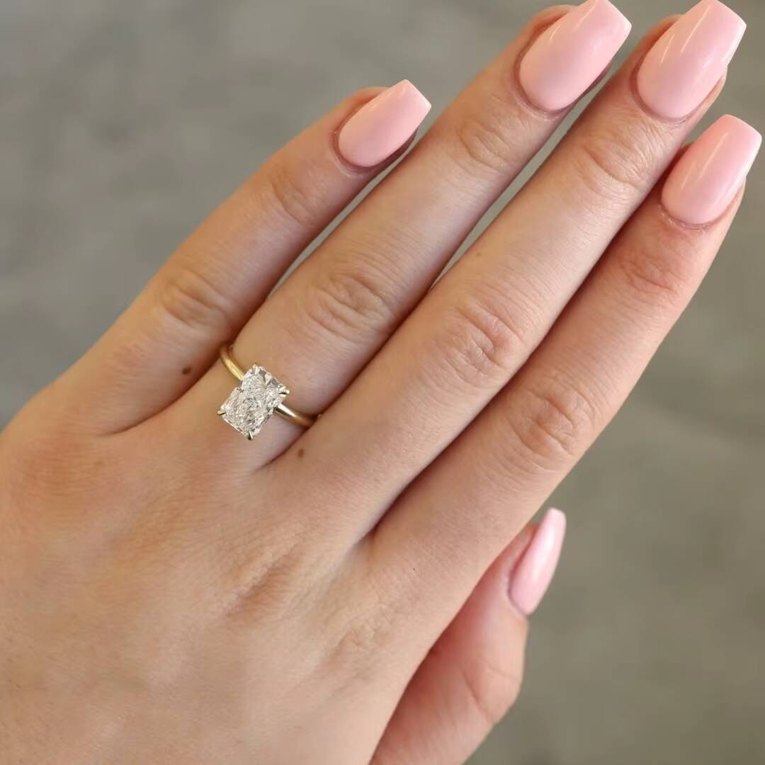 Custom 14k 18k Gold Engagement Solitaire Ring 3ct 5ct Radiant Diamonds HPHT CVD Lab Grown Diamond Wedding Rings