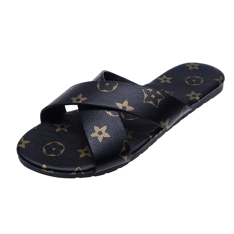 Free shipping 2026 New Classic Printed Flower Designer Flat Slippers Summer Fashion Casual Non slip Outdoor Beach Shoes for Women