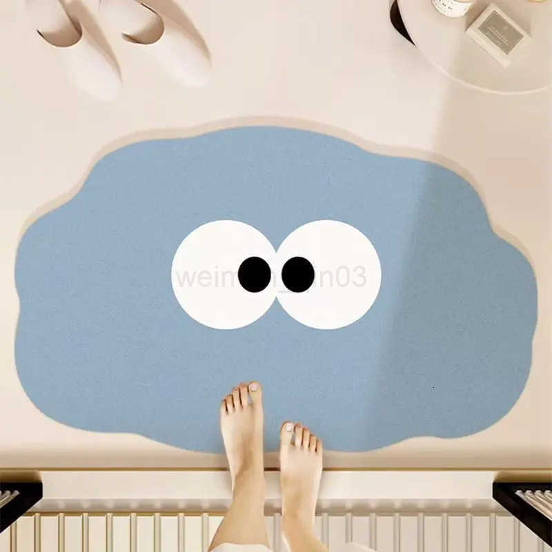 VIKAMA Cute and Fun Big Eyes Cloud Bathroom Carpet Absorbent Anti slip Quick drying Foot Mat Toilet Entrance Door Mat H260316