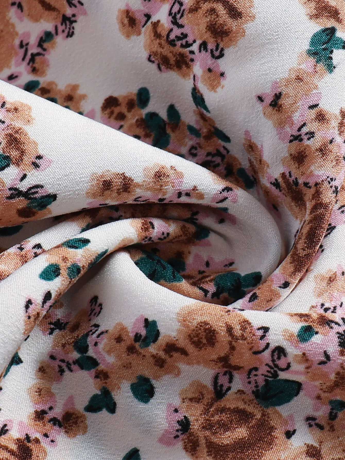 Vintage Ditsy Floral Tiered Skirt Elastic High Waist Ruffle Hem Midi Skirt for Daily Vacation M260316