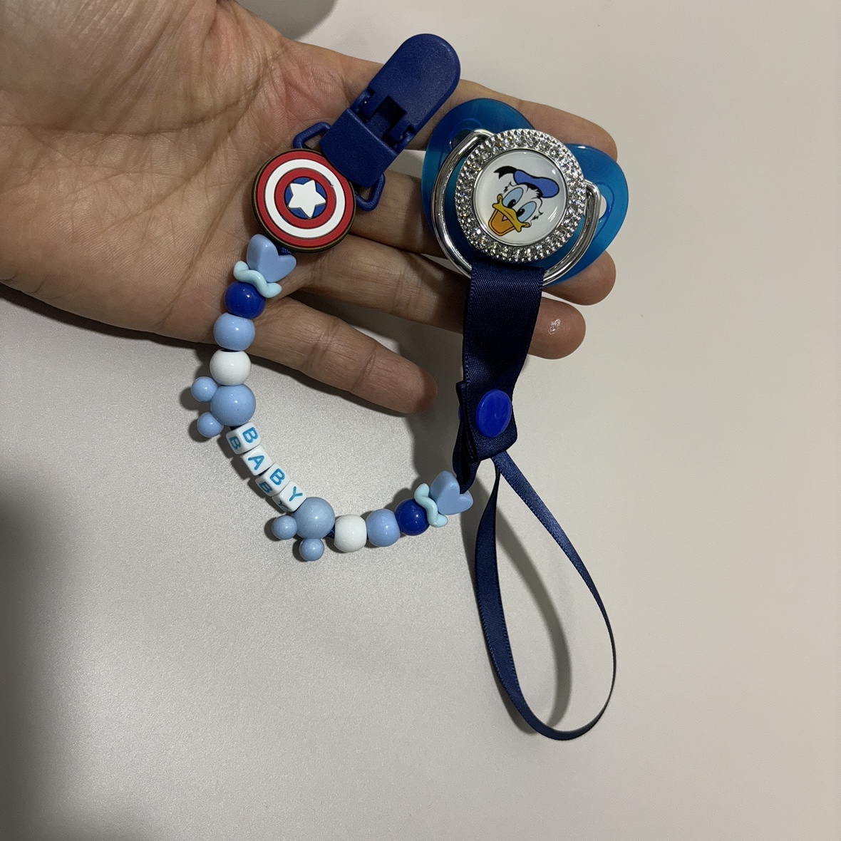 Blue Educational Beads Pacifier Holder for Baby Pacifier Lion Cartoon Print Set BPA Free New High Quality Paci Baby Shower Gifts Boys & Girls DIY uniq