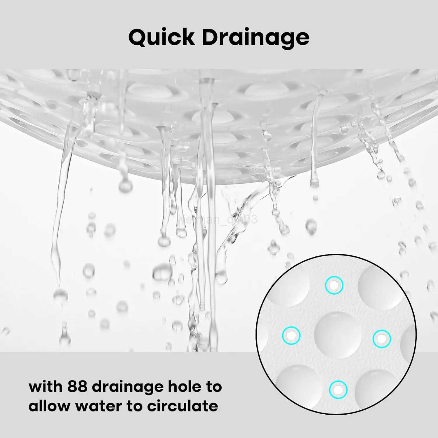 1pc Non-Slip Corner Bath Mat with Suction Cups Drain Holes 21x21in PVC Shower Mat Bathtub Mat Machine Washable Floor Mat H260316