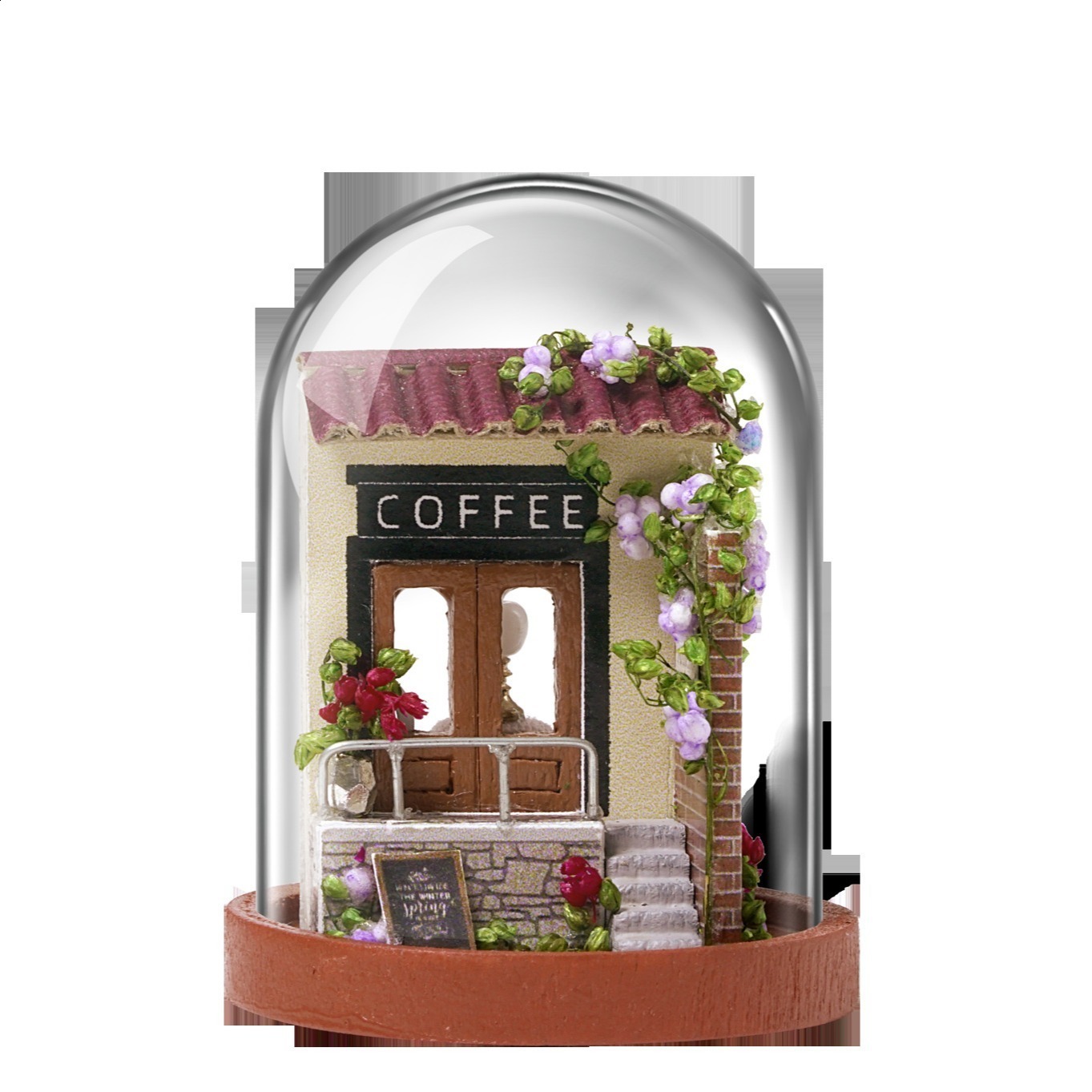 Cutebee DIY House Wooden Doll Houses Miniature Dollhouse Furniture Kit with LED Toys for Children Christmas Gift Mini House 201217