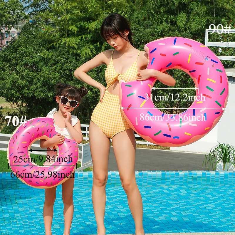InflatabLE Donut Swim Ring - Cute and brown pool float for adults fun summer swim ring for beach and Backyard swimming M260316