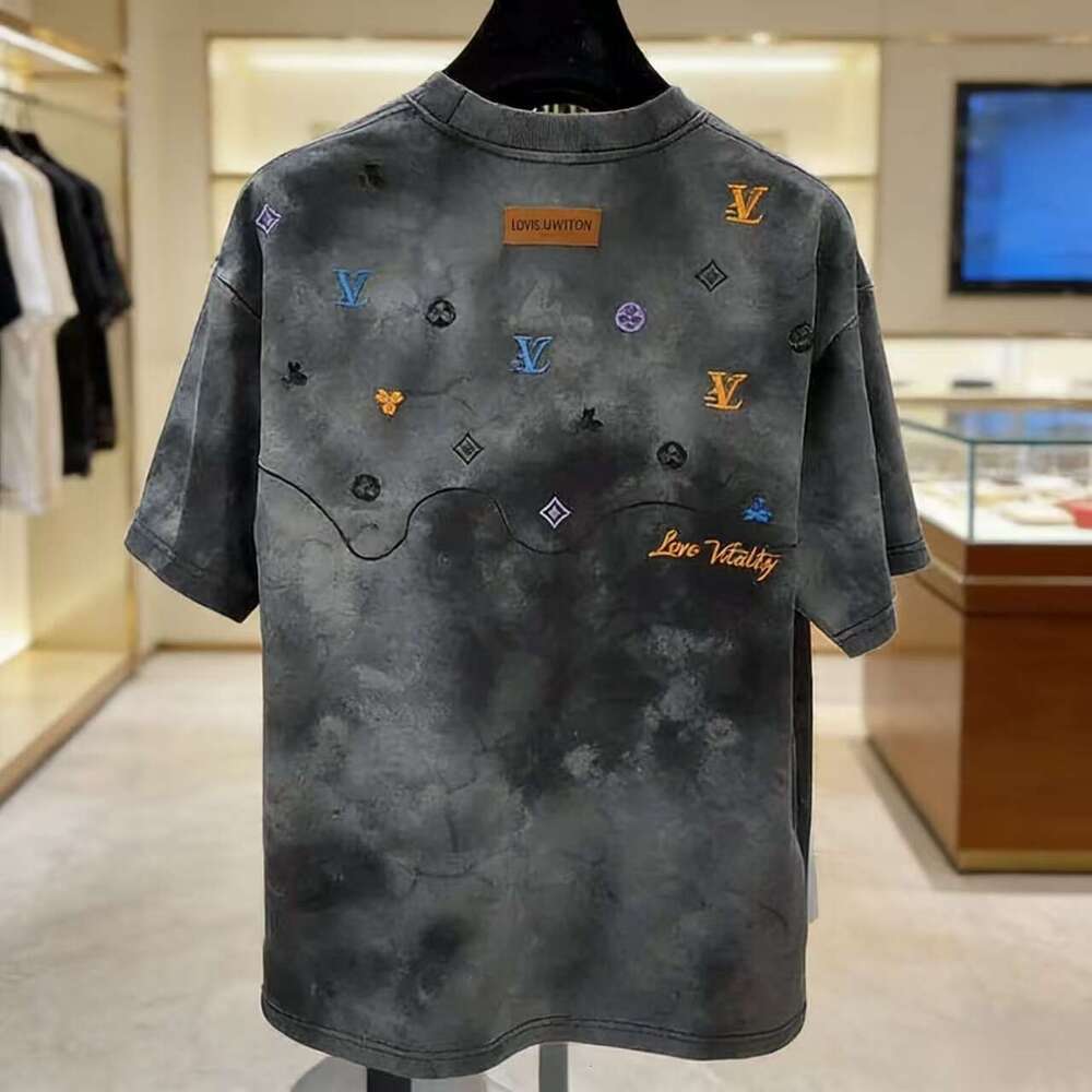 Summer Heavy Embroidery Short Sleeve High-End Fashion Versatile Slim Stylish Loose Fit Unisex Top Luanyun