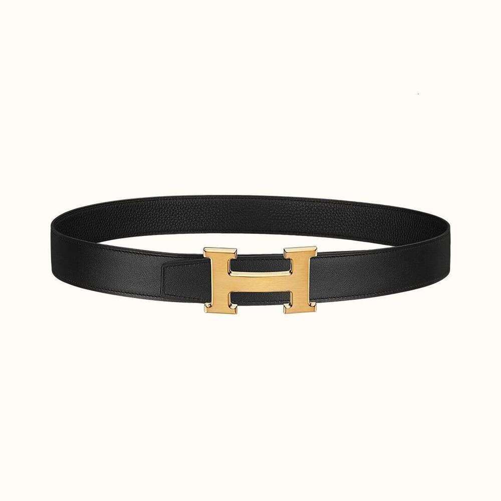 2026 High-end new model luxury for men and women, H-buckle business versatile double-sided genuine leather waist belt