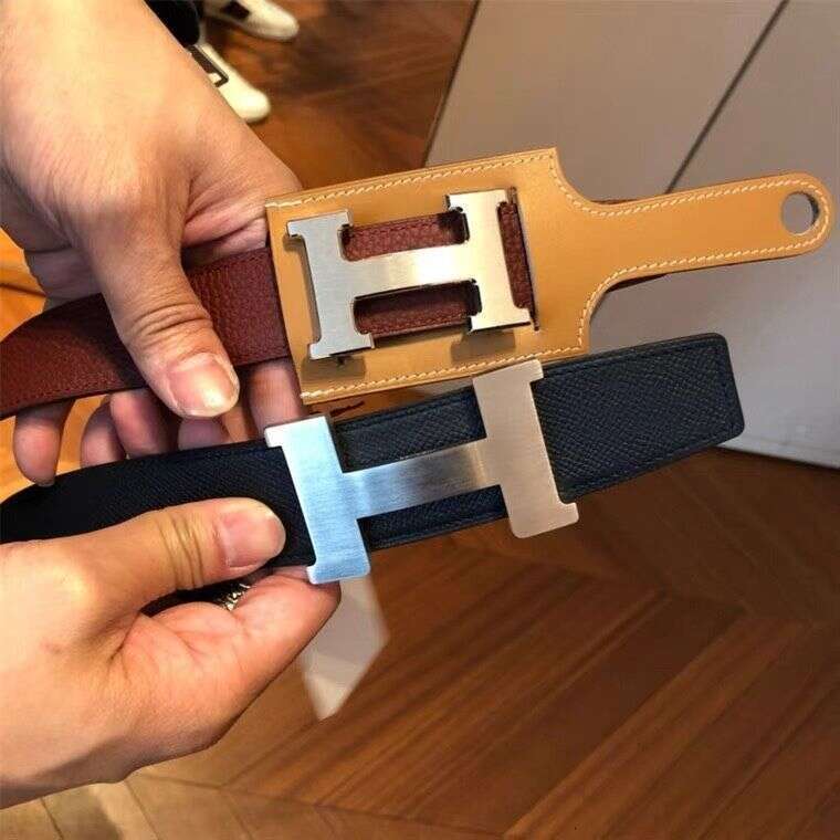 2026 High-end new model luxury for men and women, H-buckle business versatile double-sided genuine leather waist belt