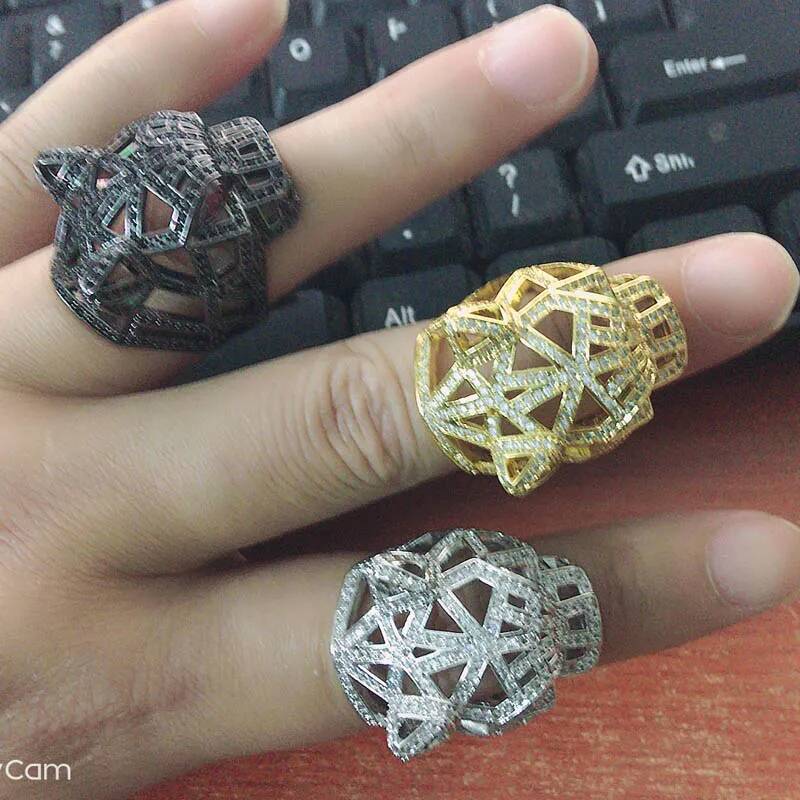 Jewelry Fashion Full Diamond Green Eyed Leopard Head Ring Unique & Trendy Leopard Head Ring Couple's Set Jewelry