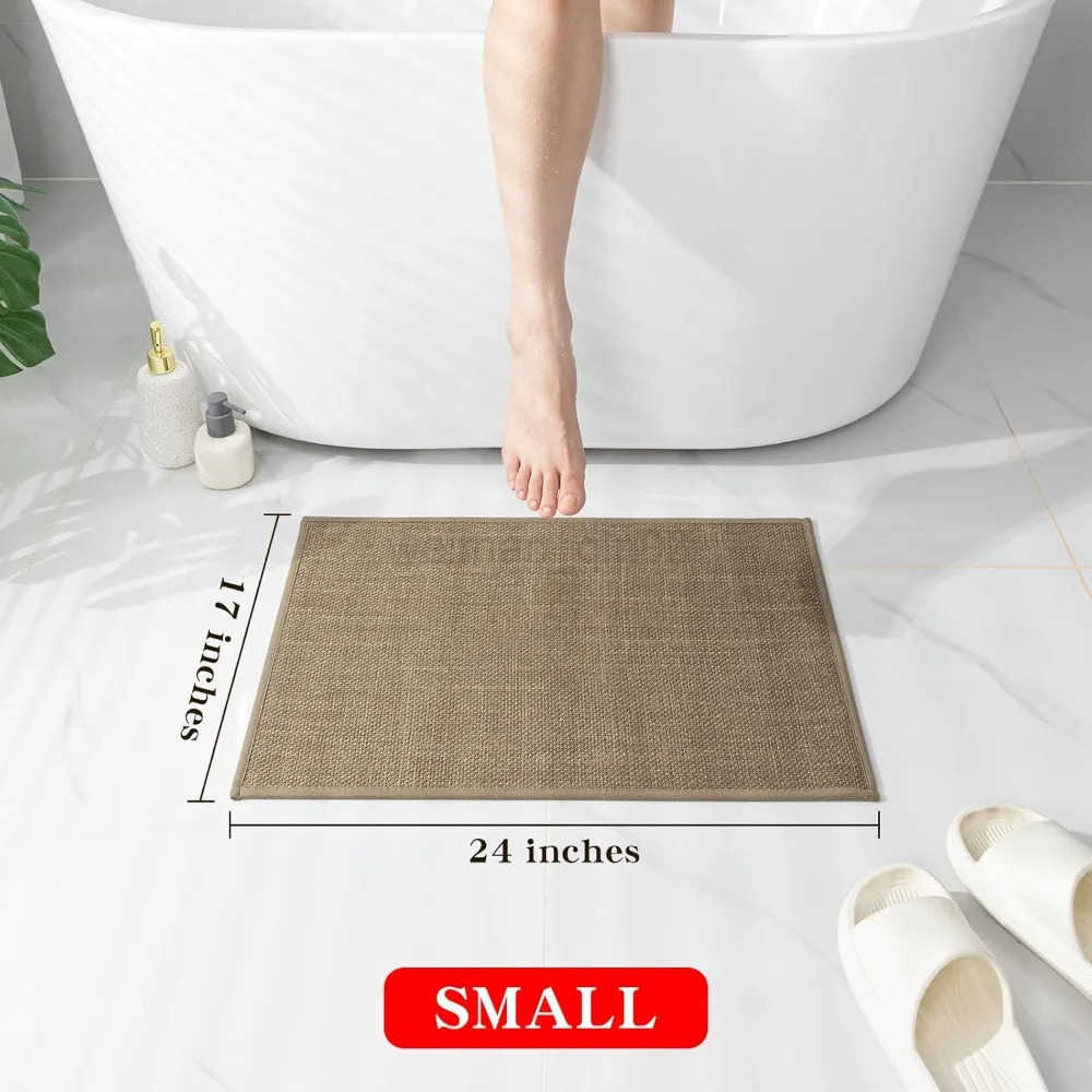 Bathroom Rugs Mat 24x17 Ultra Thin Non Slip Bath Mat Small Quick Dry Absorbent Bath Mat for Bathroom Floor Dark Beige 24x1 H260316