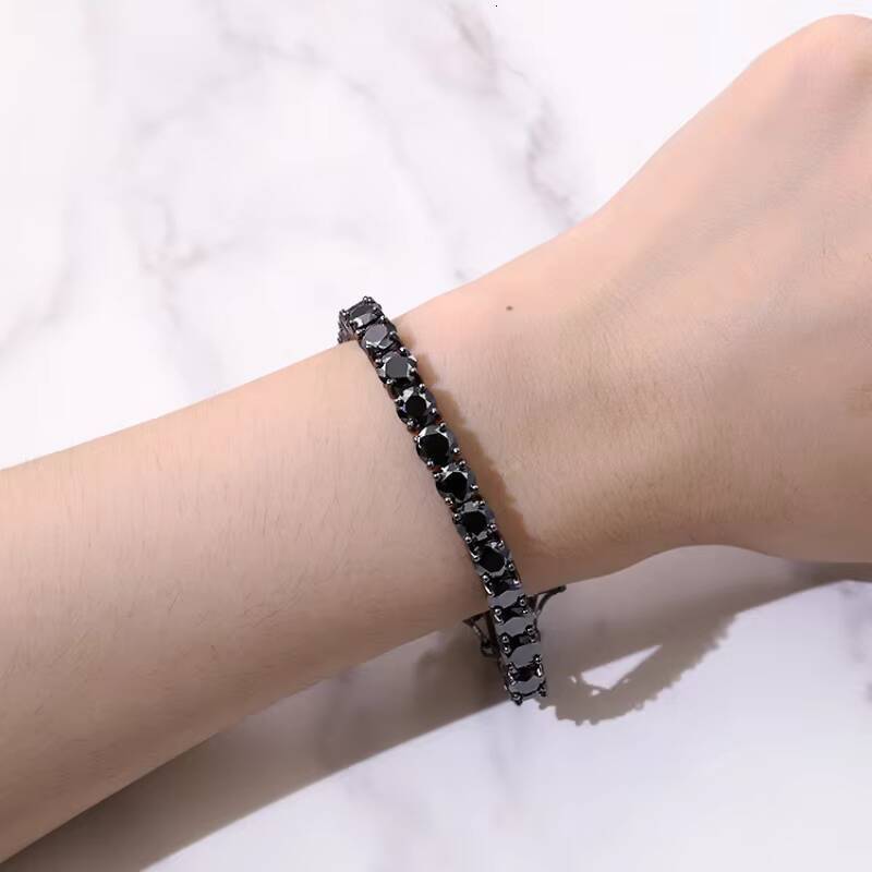 Factory Price Black Moissanite Tennis Chain Jewelry 925 Sterling Silver 2mm-65mm VVS Black Mossanite Tennis Chain/Bracelet