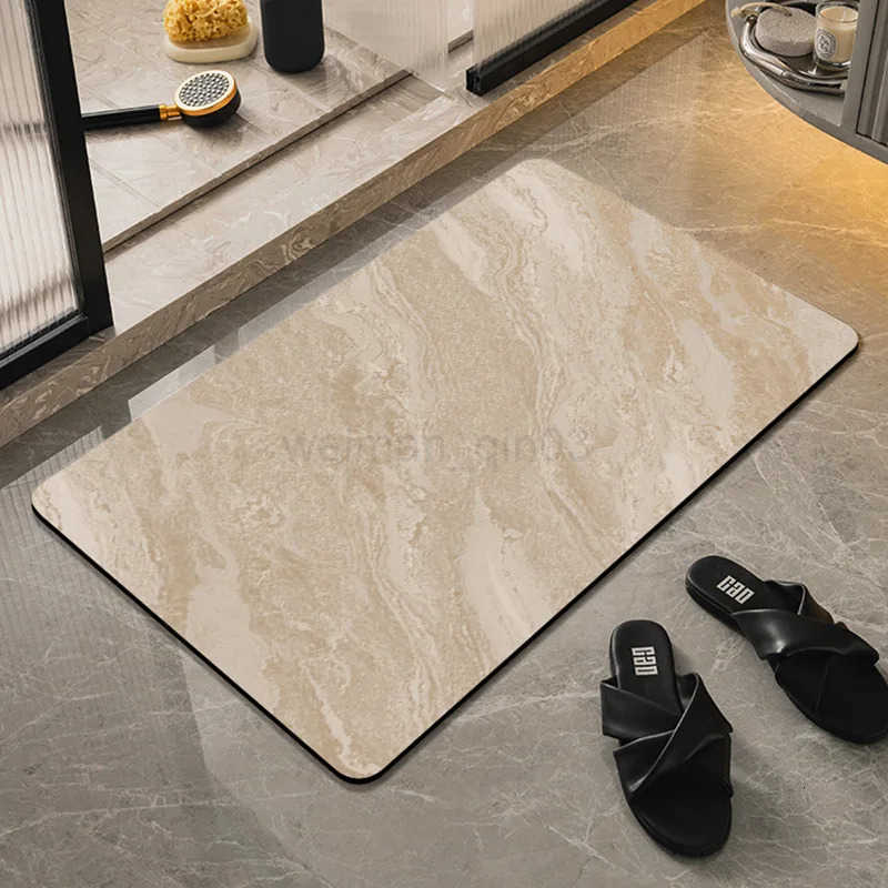 Imitation marble light luxury simple diatom mud floor mat bathroom toilet door water absorption non-slip foot mat entry door mat H260316