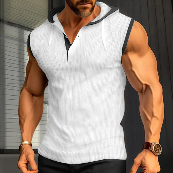European And American Summer New Men's Designer T-shirt Polo Vest Heavyweight Hooded Tank Top Designer Hoodie Trendy Casual Sleeveless