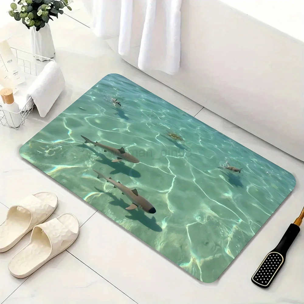 Underwater World Diatom Mud Bathroom Carpet Quick Suction Anti Slip Washable Shower Room Entrance Floor Mat H260316