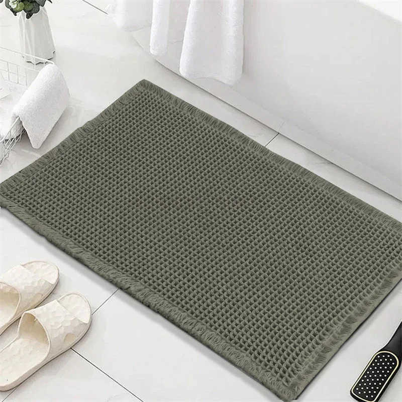 1PC Waffle Solid Color Bath Mat Washable Bathroom Rugs Anti-Slip Super Absorbent Soft Shower Mat for BathroomTub and Shower H260316