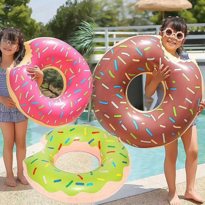 Inflatable Donut Swimming Ring Giant Pool Float Toy Swimming Pool Float Bathing Pool Toy Party Decoration Bar Coasters M260316
