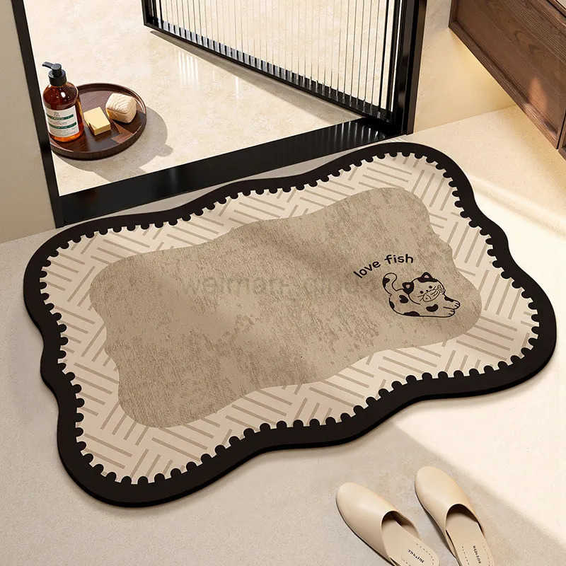 VIKAMA Cartoon High-end Bathroom Floor Mat Water Absorbing Sink Toilet Door Anti Slip and Dirt Resistant Foot Mat Home Decor H260316