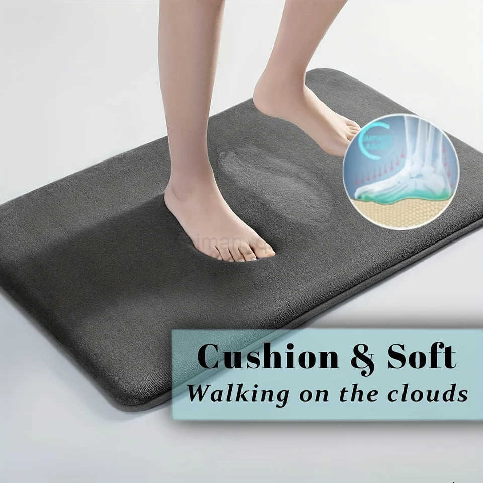 Thickened solid color bathroom mat absorbent toilet floor mat entrance home non-slip foot mat kitchen door mat H260316
