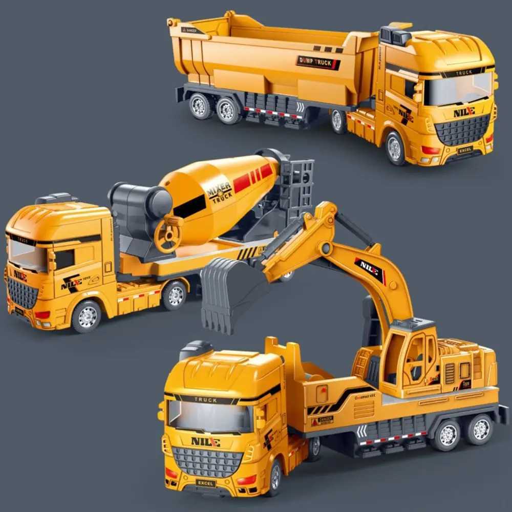Simulation Engineering Truck Model Construction Vehicles Truck Car Excavator Model Toy 150 Scale Plastic Mixer Truck Toys Y260316