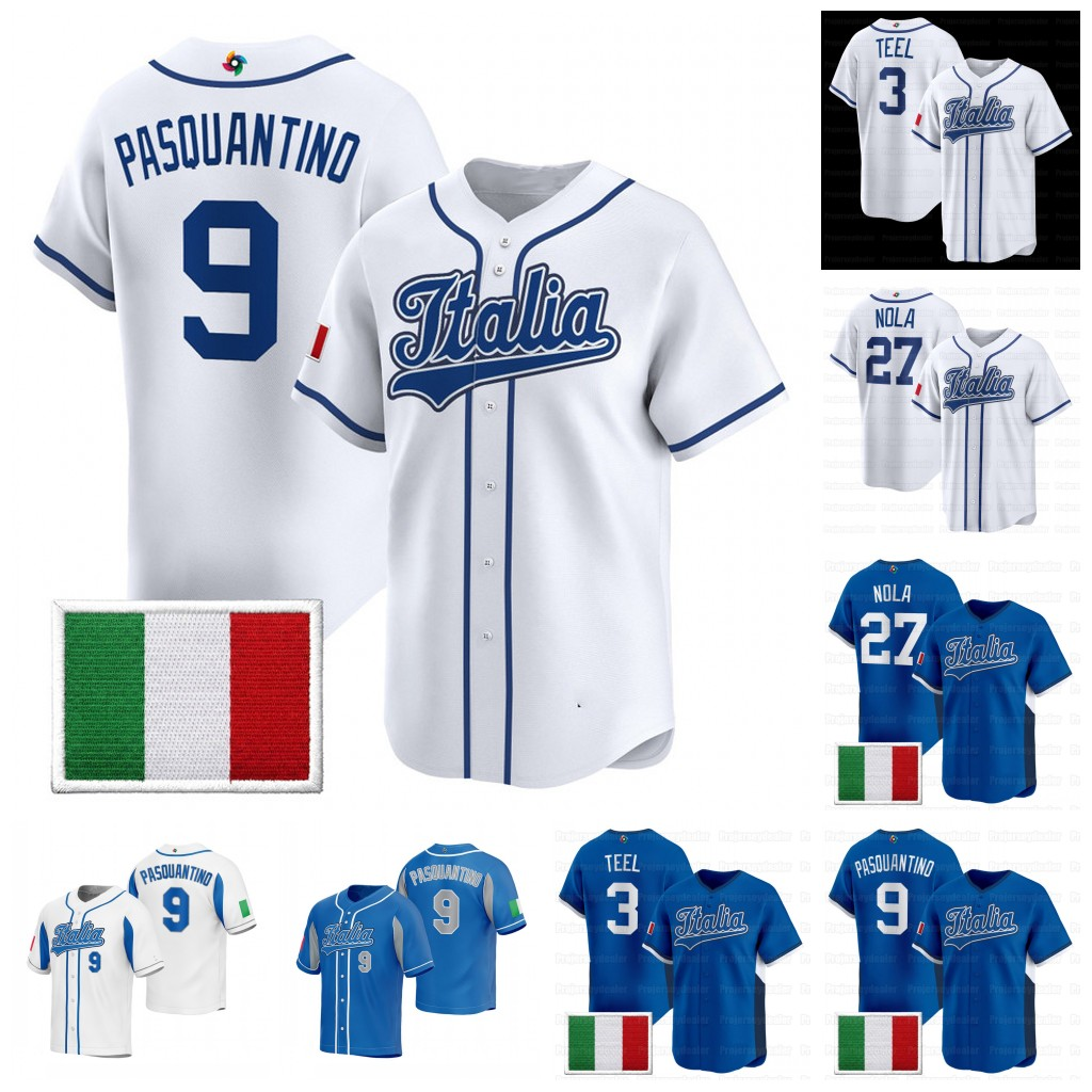 9 Pasquantino Team Italy 2026 World Baseball Classic Jerseys WBC Aaron Nola Kyle Teel Adam Ottavino Men Women Youth