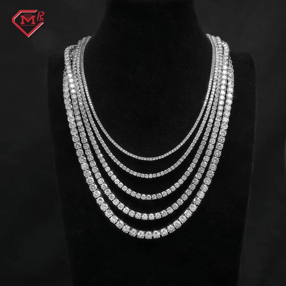 Iced Out Hiphop Moissanite Chain Necklace Men 925 Sterling Silver Vvs Moissanite Tennis Chain