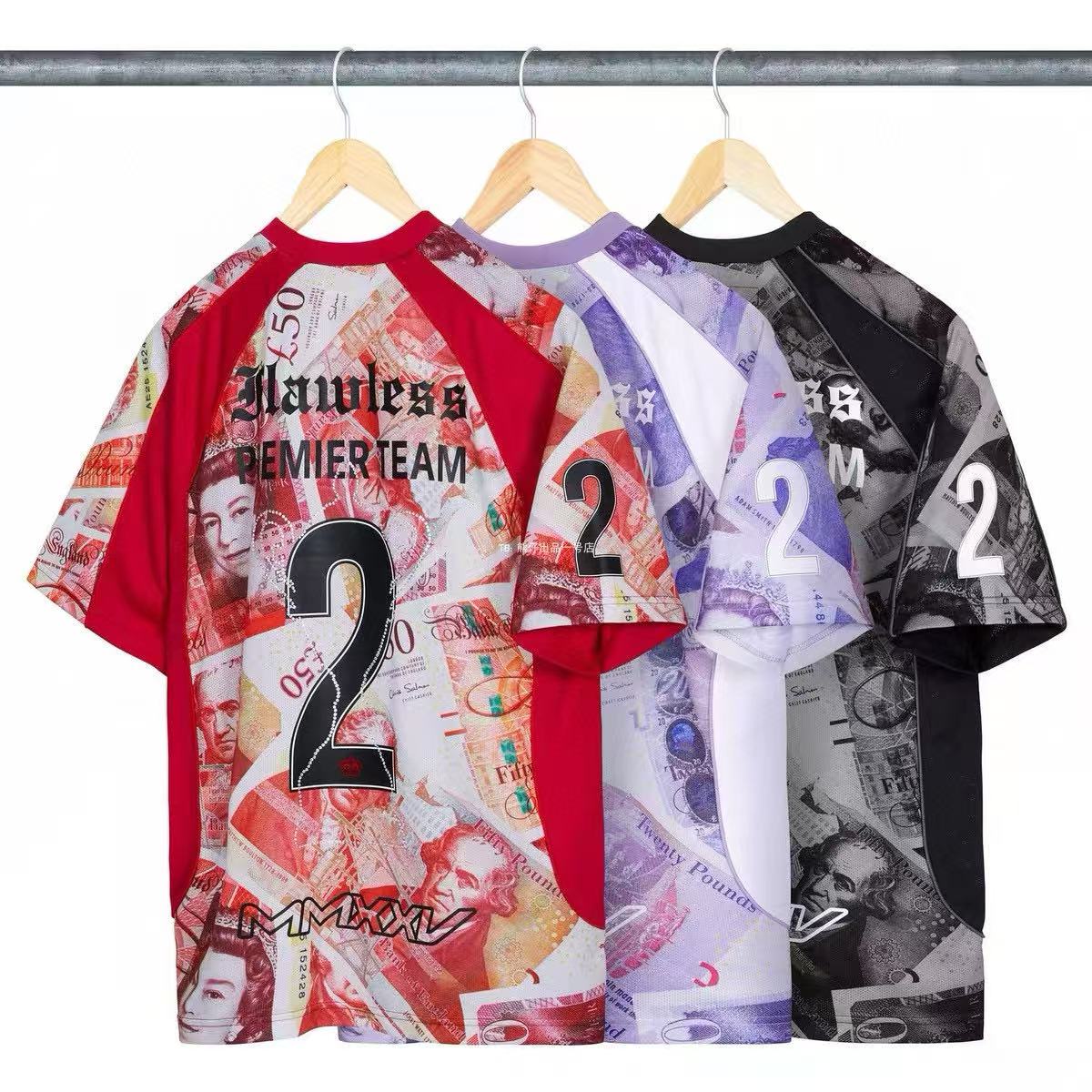 FW25 Pounds Soccer Jersey Print T Shirt Mens Top Casual Summer Tee Shirt Brand V-neck Jerseys Men Casual short sleeves Tees