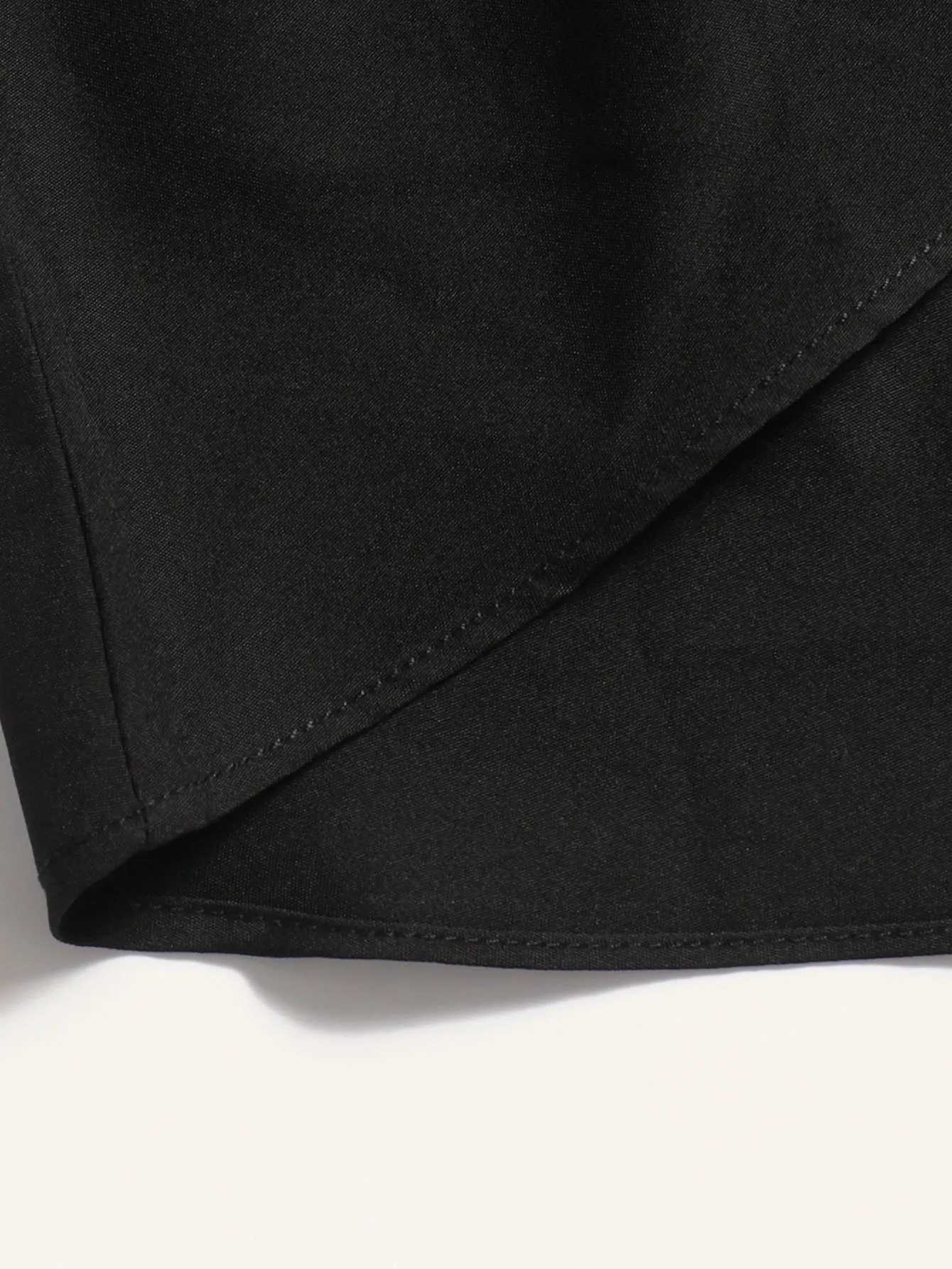 Black Asymmetrical Maxi Skirt Elegant Ruffled a Line Half Skirt with Elastic Waist Perfect for Casual Wear M260316