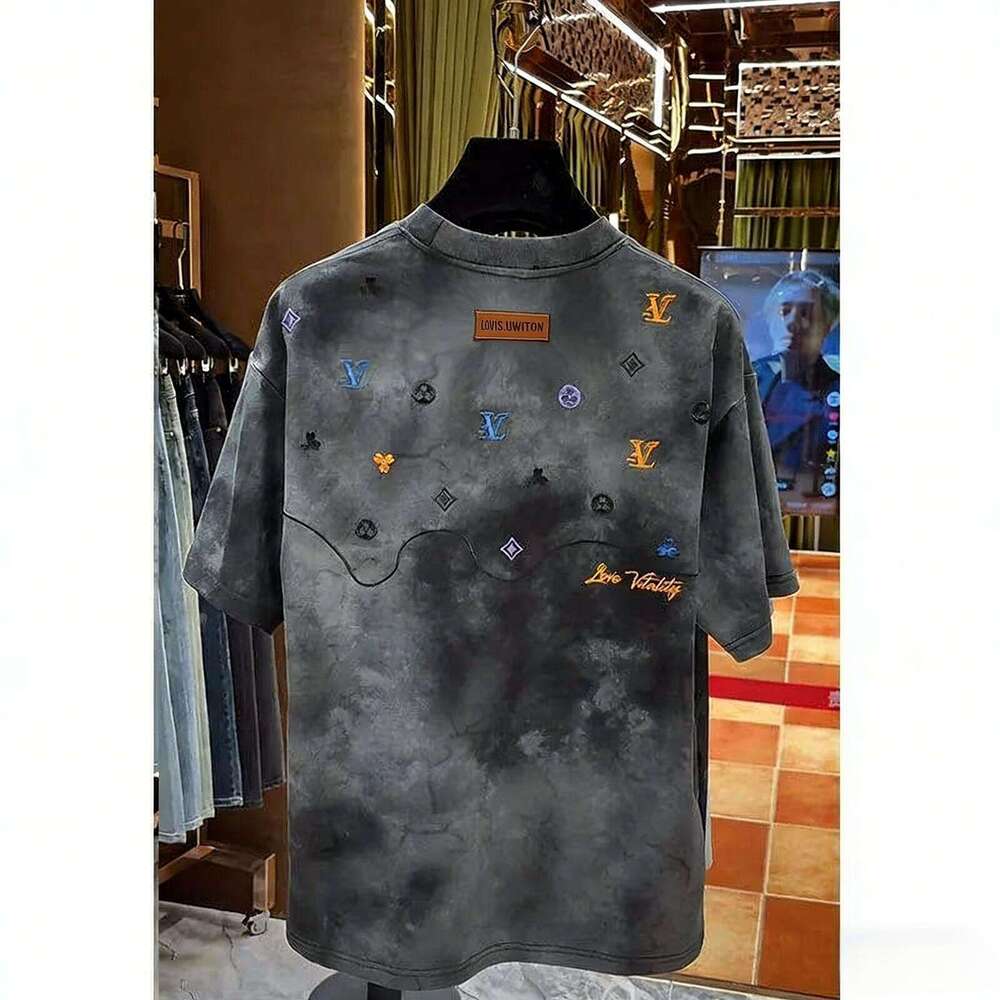 Summer Heavy Embroidery Short Sleeve High-End Fashion Versatile Slim Stylish Loose Fit Unisex Top Luanyun