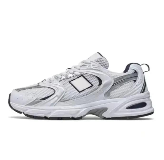 10A Original New 530 Classic Vintage Mesh Fabric Faux Leather Casual Men's and Women's Running Shoes White Silver MR530SG AAAAA