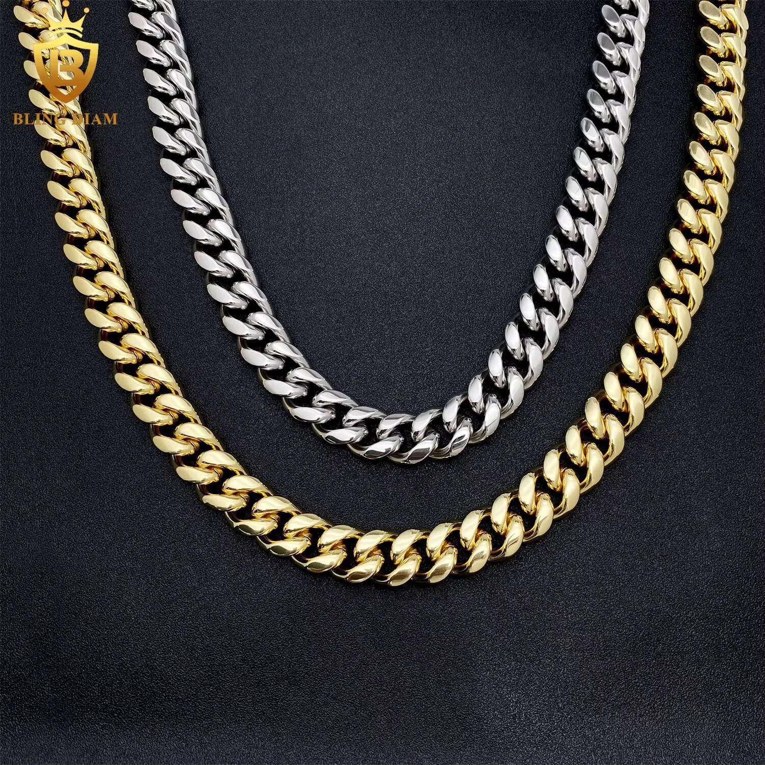 14mm Hip Hop Jewelry Cuban Link Chain 925 Sterling Silver Vvs Moissanite Iced Out Stainless Steel