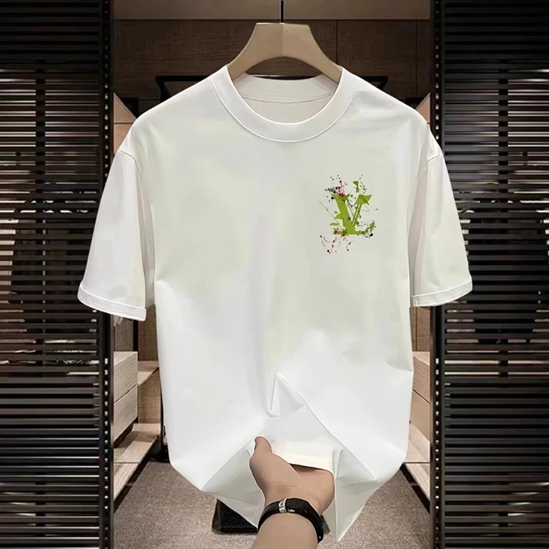 2026 Trendy European and American Brand Short Sleeve Ins Pure Cotton Summer New Men's Printed T-Shirt Fashionable Unisex Crew Neck Tee