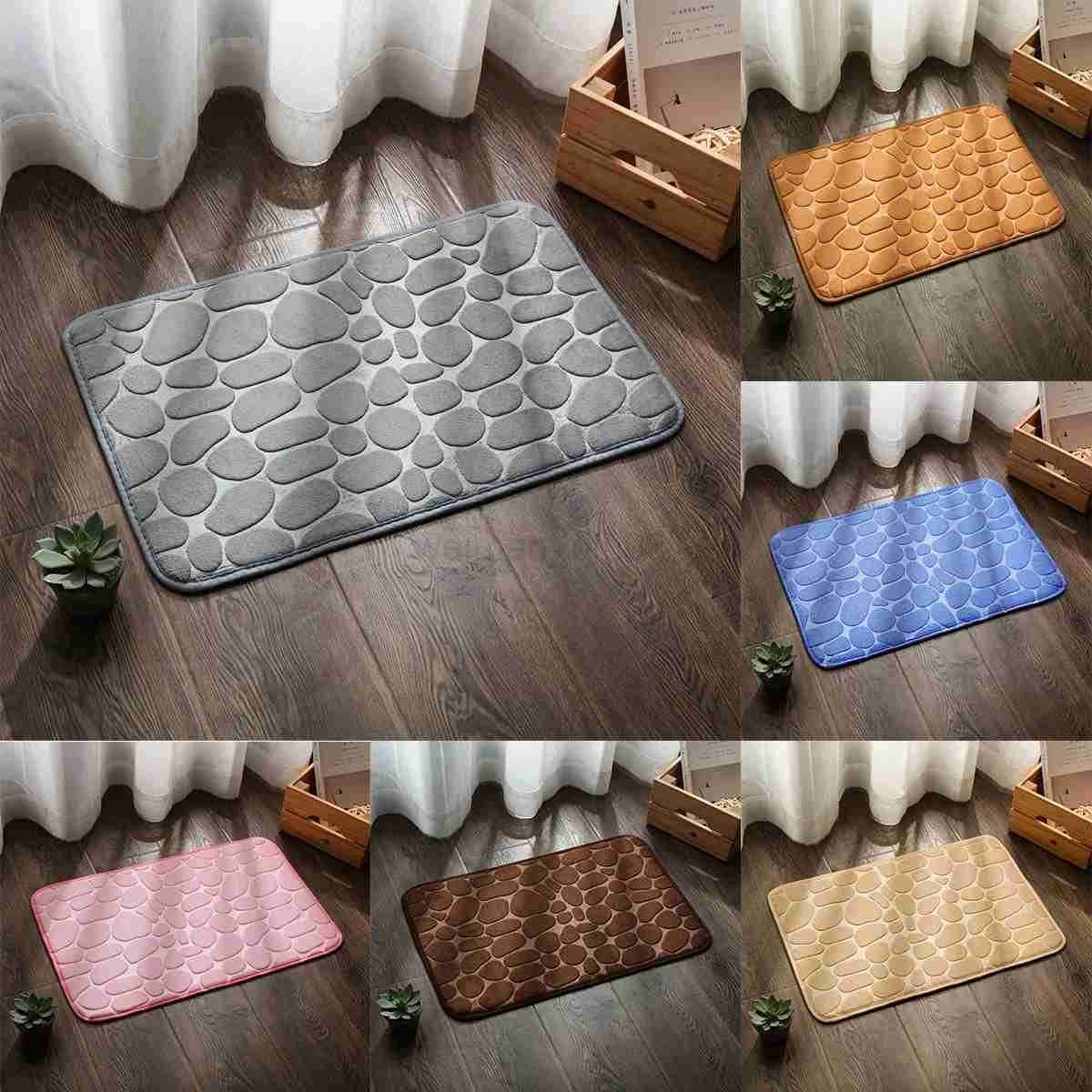 Cobblestone embossed door mat non-slip absorbent bath mat Floor decoration mat Shower room bath mat coral wool sponge mat H260316