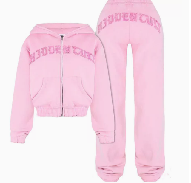 Fashion Grey Autumn Winter Set Punk Casual Retro Burr Street Burr Emo Girl Fairy Zipper Jacket Fashion Trousers 250102