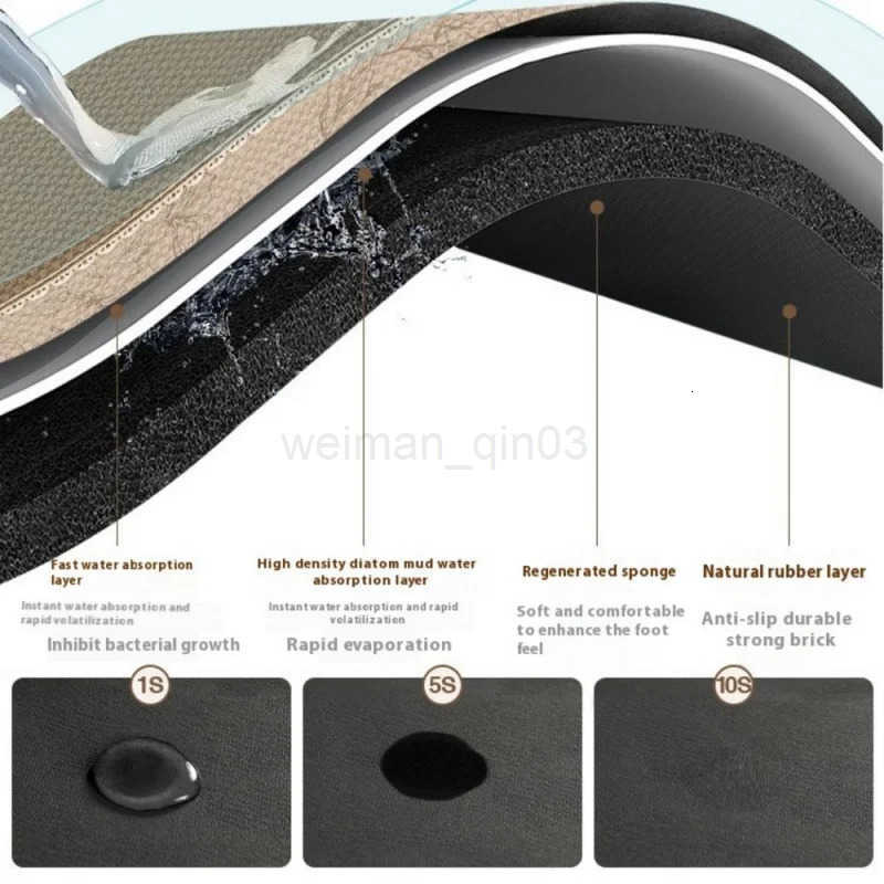 VIKAMA Bathroom Water Absorbent Mat Minimalist Gradient Blue Rug Quick-Dry Non-Slip Toilet Mat Home Decoration H260316