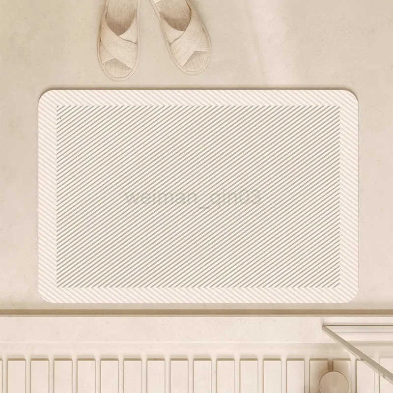 Minimalist Geometric Stripes Diatom Mud Absorbent Bathroom Non-Slip Area Bath Rug Home Decor Area Rugs Toilet Entrance Mat H260316
