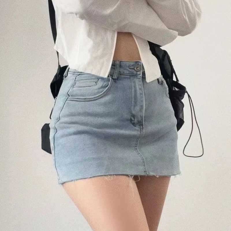 Vintage Denim Mini Skirts Women Summer Korean Fashion y2k Clothes High Waist A-line Blue Slim Cute Sexy Short Jeans Skirt Female M260316