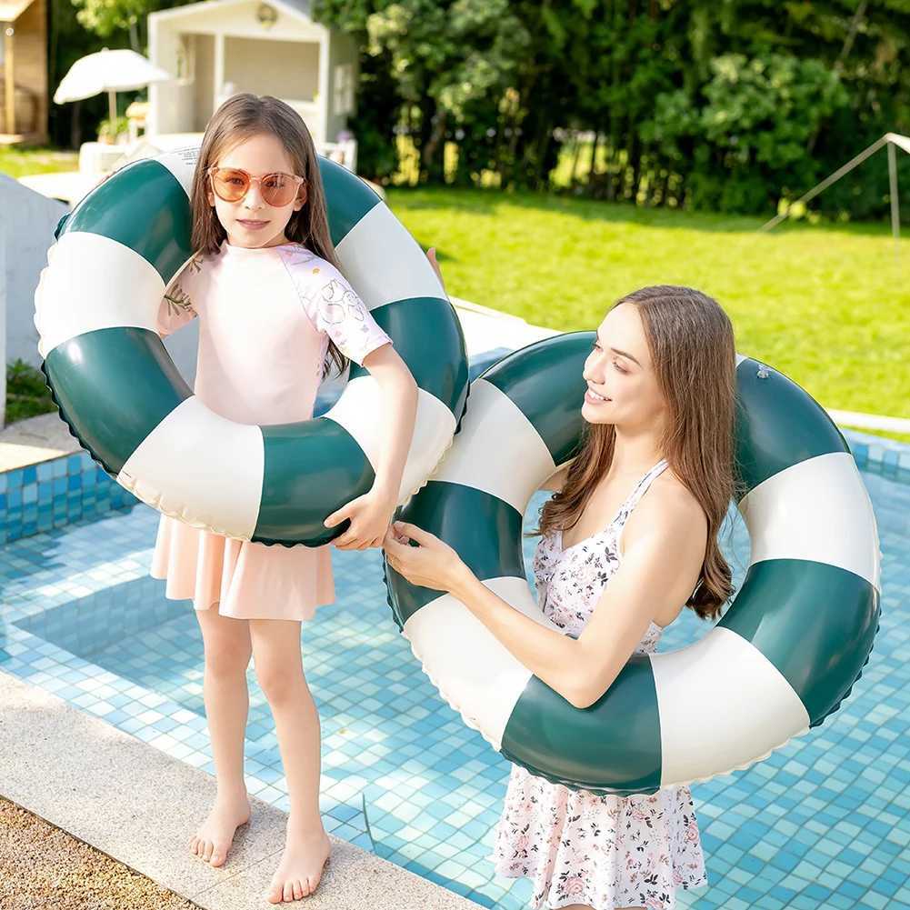 Classic Striped Swimming Circle Pool Floaties Swim Tubes Rings Beach Swimming Party for Kids Youth Adults M260316