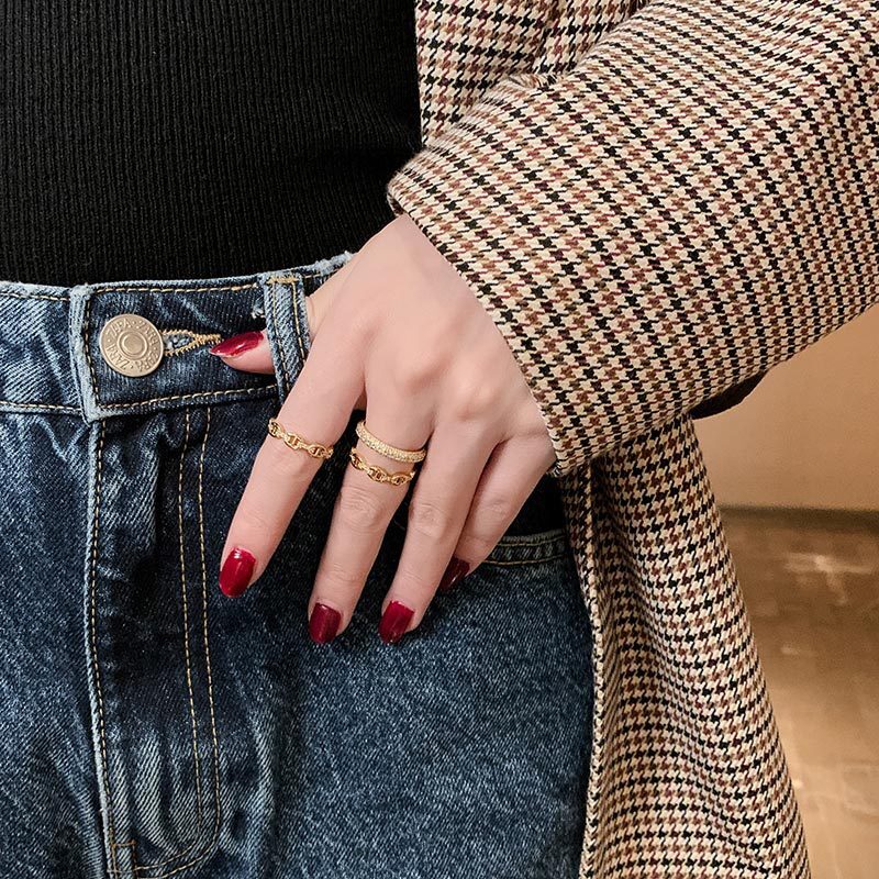 Designer Full-Diamond Index Finger Ring Trendy Women's Affordable Luxury Ring | Minimalist, Versatile Hand Jewelry
