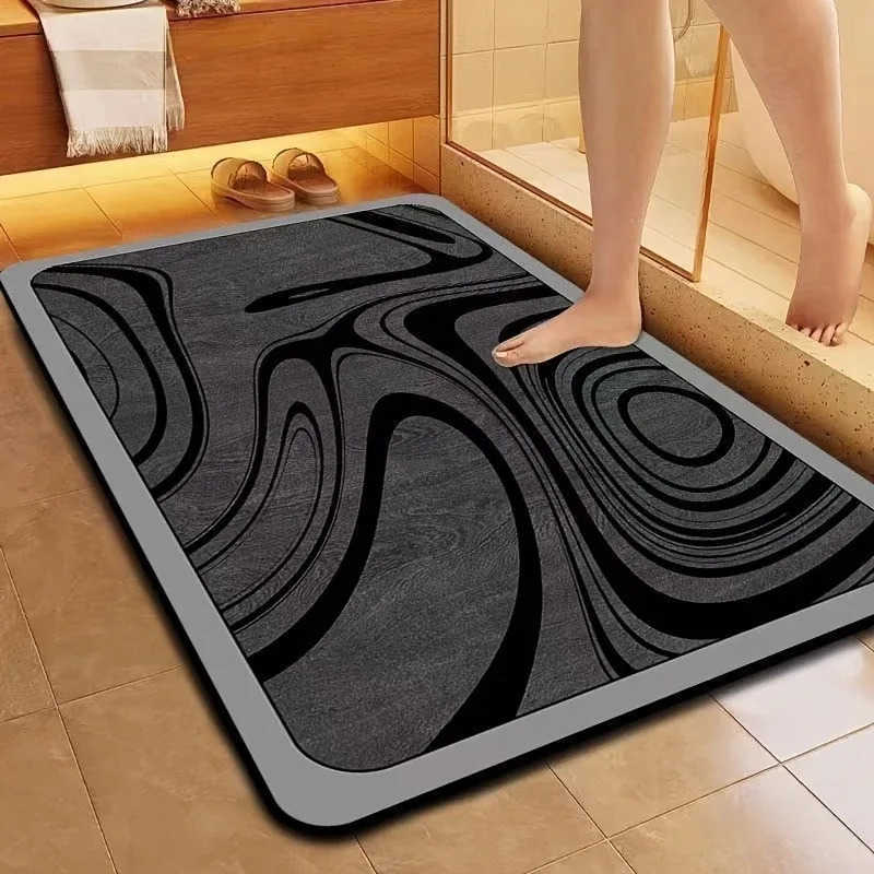 Simple Solid Color Carpet Gray Geometric Pattern Bathroom Absorbent Anti Slip Floor Mat Entrance Carpet Home Decoration H260316