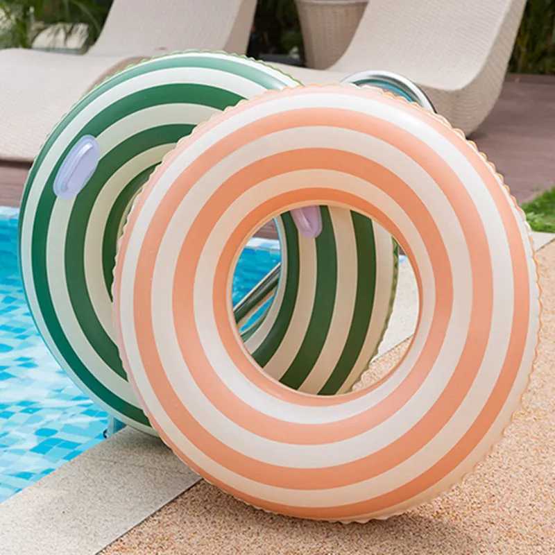 New Double Ins Thickened Swimming Ring Olive Inflatable Baby Underarm Ring Striped Life Buoy Ring Danish Retro Pool Accessories M260316