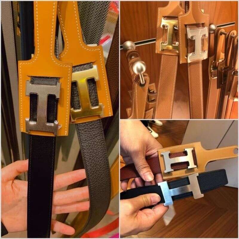 2026 High-end new model luxury for men and women, H-buckle business versatile double-sided genuine leather waist belt