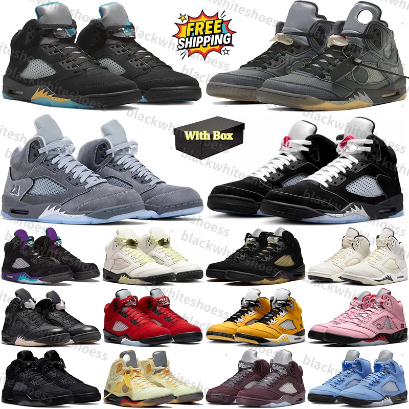 Free Shipping With Box Designer Basketball 5 5s Shoes matalic sneakers jordan5smen Black Metallic mens Wolf Grey off Racer Blue jordan5men white trainers